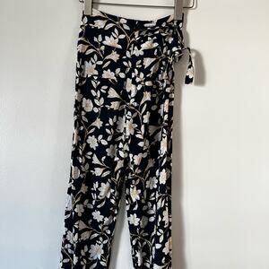 Nightwalker Ultra High Rise Floral Pants Navy & Yellow Size XS